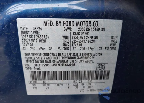 2024 Ford Maverick Xlt from USA, damaged, VIN 3FTTW8J95RRB46415